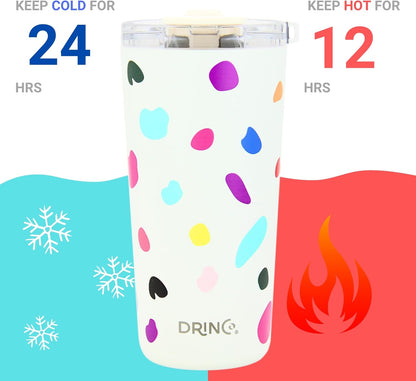 Drinco - 20 oz Stainless Steel Tumbler | Double Walled Vacuum Insulated Mug With Lid, 2 Straws, For Hot & Cold Drinks (20oz Dragonfly)