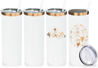20 oz Skinny Tumblers Bulk, Stainless Steel Insulated Tumbler with Lids and Straws, Slim Double Wall Powder Coated Travel Coffee Mugs Reusable Cup for Hot Cold Drinks (Black,1 pack)