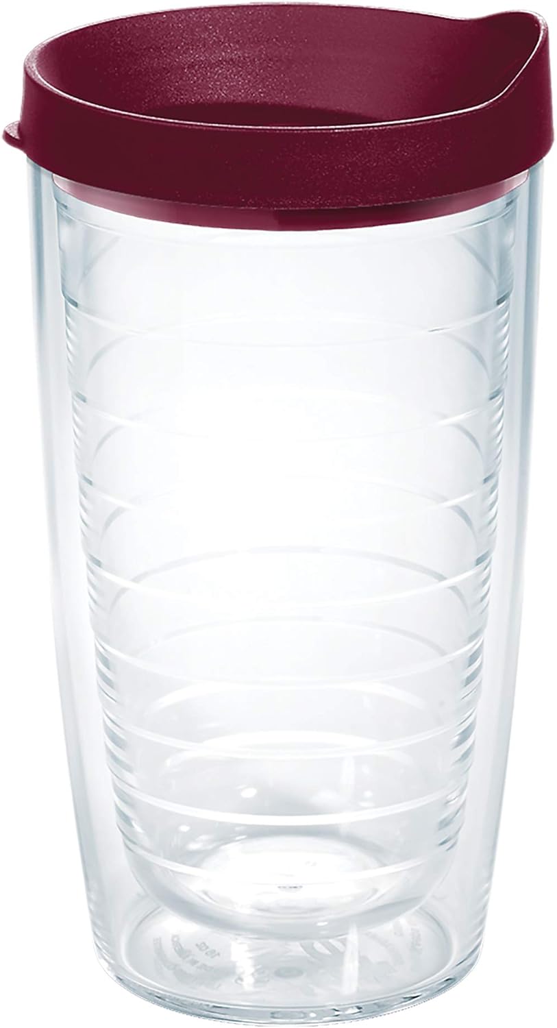 Tervis Clear & Colorful Lidded Made in USA Double Walled Insulated Tumbler Travel Cup Keeps Drinks Cold & Hot, 24oz, Black Lid, 1 Count (Pack of 1)