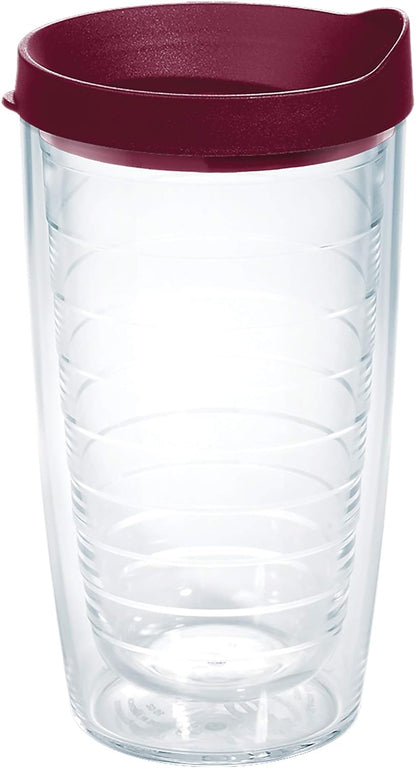 Tervis Clear & Colorful Lidded Made in USA Double Walled Insulated Tumbler Travel Cup Keeps Drinks Cold & Hot, 24oz, Black Lid, 1 Count (Pack of 1)