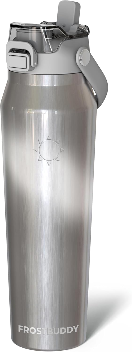 Frost Buddy 24oz Insulated Water Bottle with Straw & Chug Lid | Leak-Proof Stainless Steel | 24-Hours Cold | Sweat-Proof, Cup Holder Friendly | Ideal for Gym, Travel, Sports & Everyday Hydration - Colors A