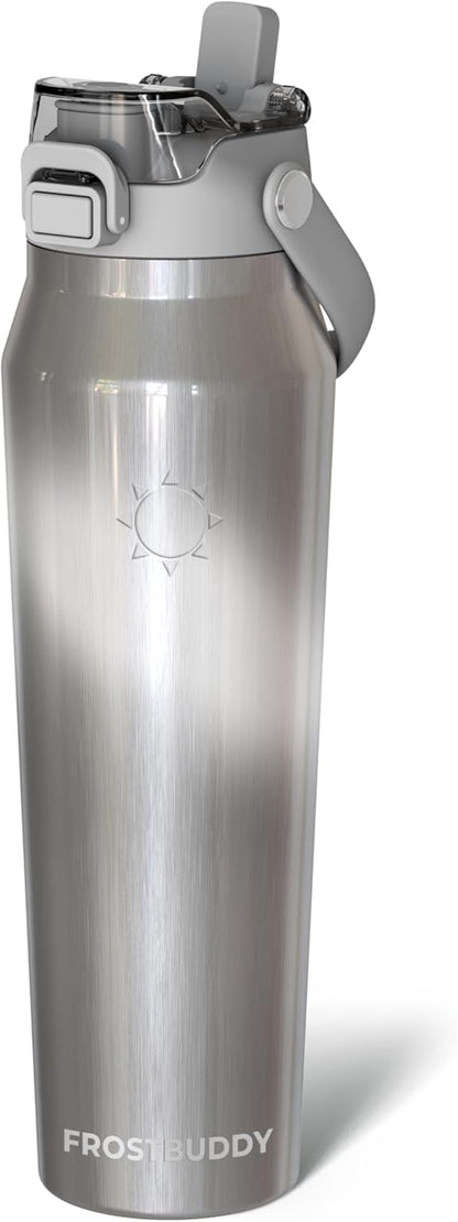 Frost Buddy 24oz Insulated Water Bottle with Straw & Chug Lid | Leak-Proof Stainless Steel | 24-Hours Cold | Sweat-Proof, Cup Holder Friendly | Ideal for Gym, Travel, Sports & Everyday Hydration - Colors A