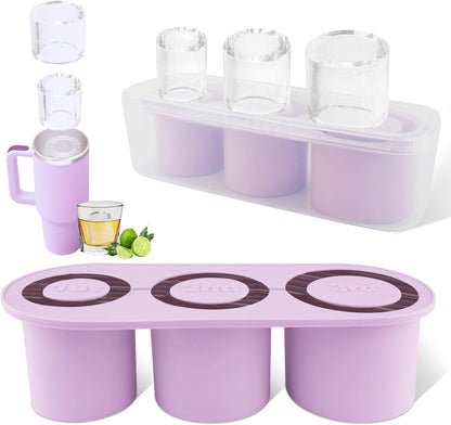 Tcamp Ice Mold for 30-40 oz Tumbler Cup, Silicone Ice Cube Tray With Lid and Bin for Freezer, Ice Ring Ice Maker for Chilling Cocktails, Whiskey, Drinks, Coffee, Easy Fill and Release (Black)