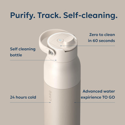 LARQ PureVis 2 Self Cleaning Water Bottle - UV Water Purifier with Filter Straw, Smart App Hydration Tracking, Insulated Stainless Steel