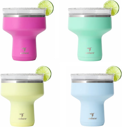 REDUCE Saltini 16 oz Cocktail Tumbler - Insulated Margarita Tumbler with Lid - Keeps Drinks Cold for 10 Hours - 360 Sippable Martini Glass Alternative - Shatterproof, Perfect for Parties - Cloud Blue