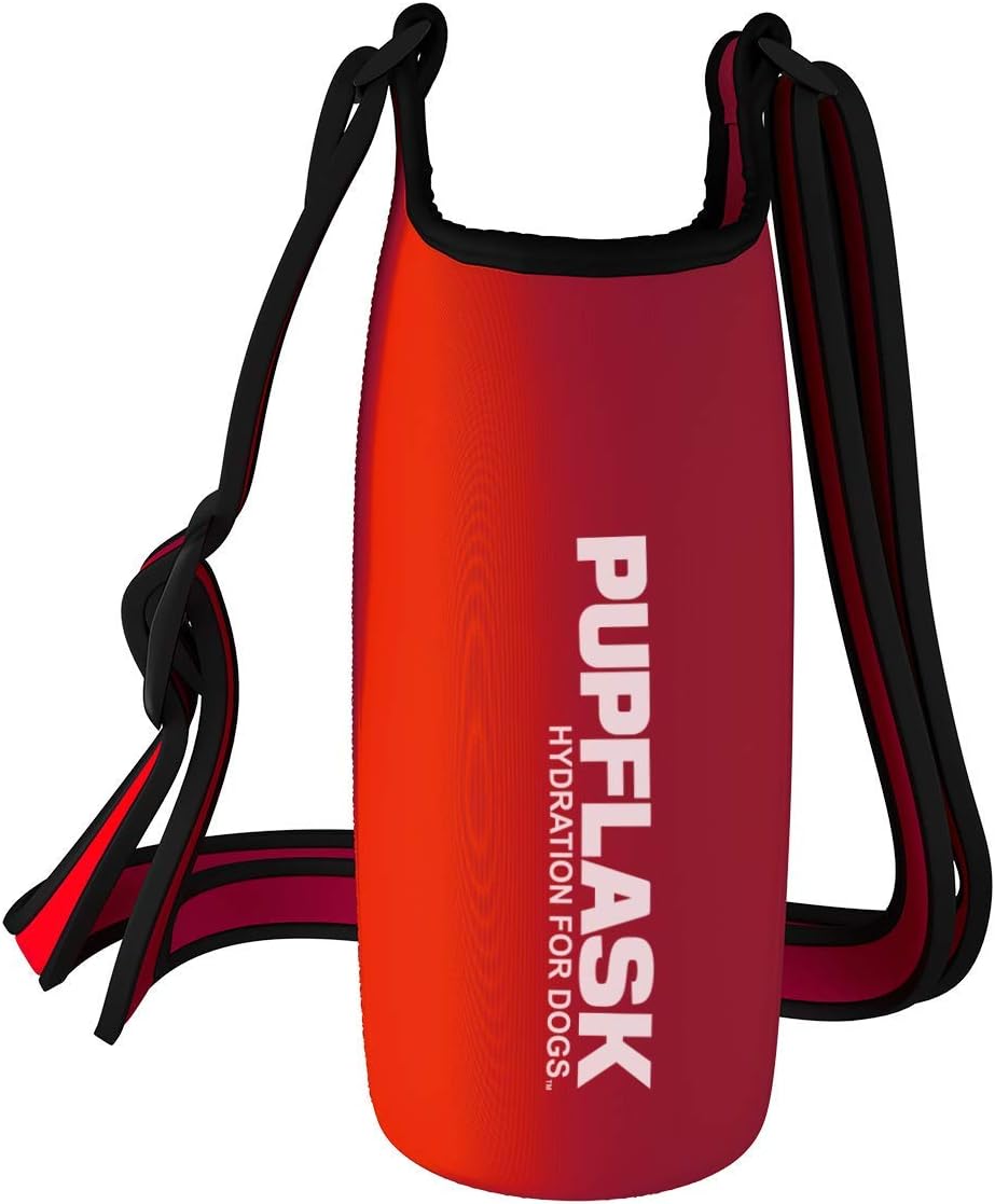 Tuff Pupper PupFlask Insulated Neoprene Dog Water Bottle Holder Sling with Wide Adjustable Shoulder Strap, Great for Travel, Walking, Hiking, Portable Pet Water Bottle Holder (40 OZ, Nebulas Blue)