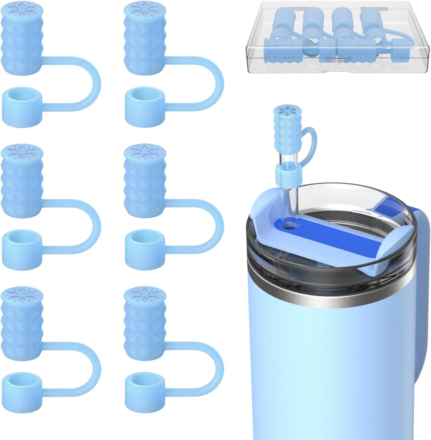 6 Pcs Straw Covers Caps, 0.4in/10mm Straw Toppers for Stanley Cup 30/40 oz, Starlight
