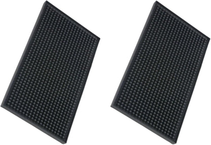 XieNie Bar Mat, 6" x 12" Black Small Coffee Mat for Home Bar Kitchen Countertop, Non-Slip Service Spill Mat for Cocktail Bartender Accessories, PVC Counter Top Cup Glasses Drying Mats, 1Pac