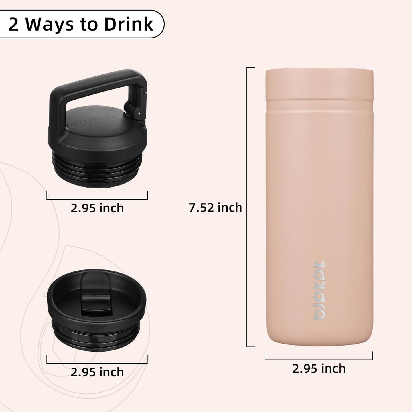 BJPKPK Insulated Water Bottle with 2 Lids,20 oz Double Wall Stainless Steel Vacuum Tumbler Travel Coffee Mug,Wide Mouth Thermal Cup,Haze Blue