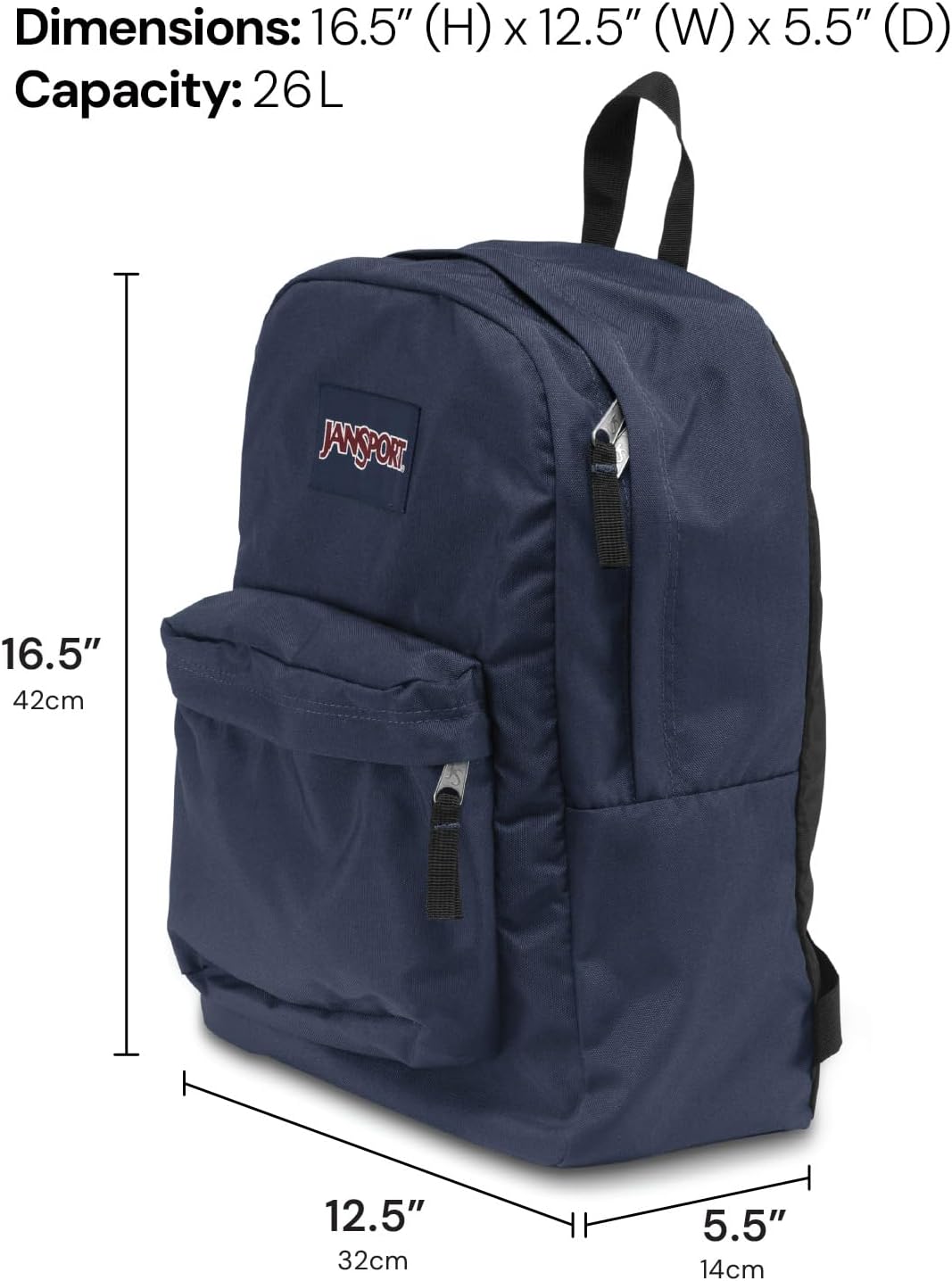 JanSport SuperBreak One Backpacks - Durable, Lightweight Bookbag with 1 Main Compartment, Front Utility Pocket with Built-in Organizer - Premium Backpack, Black - Colors B