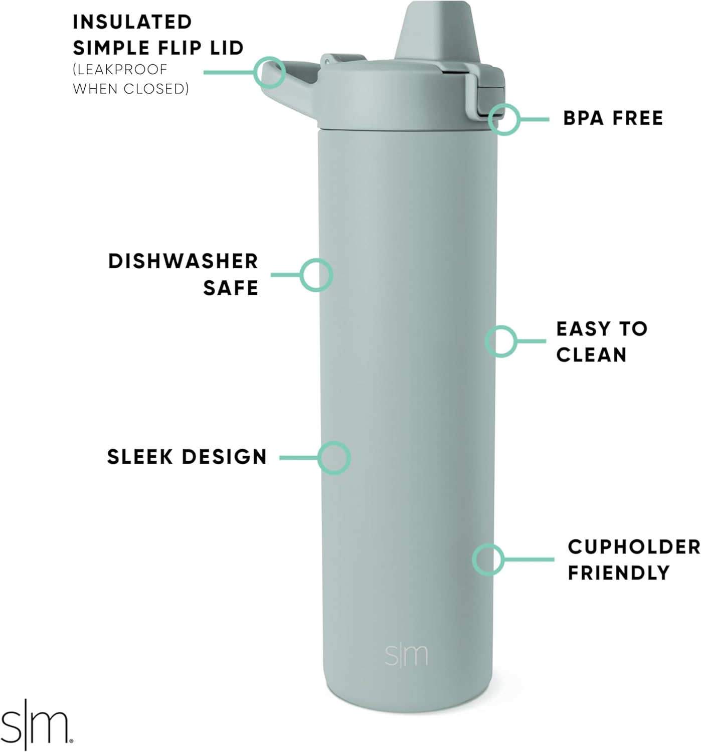 Simple Modern Filtered Water Bottle | Insulated Stainless-Steel Carbon Filter Travel Water Bottles | Reusable for Clean Drinking Water On The Go | 34oz, Sea Glass Sage