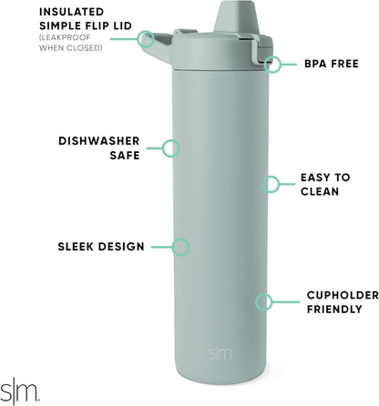 Simple Modern Filtered Water Bottle | Insulated Stainless-Steel Carbon Filter Travel Water Bottles | Reusable for Clean Drinking Water On The Go | 34oz, Sea Glass Sage