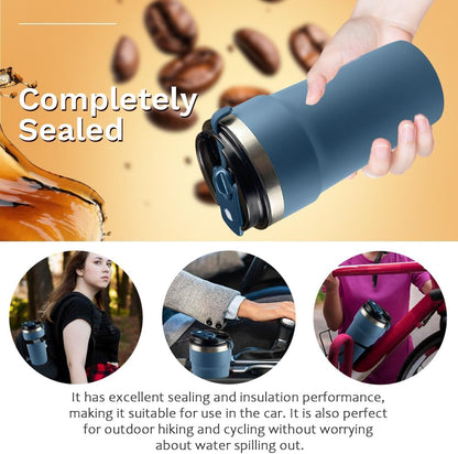 SPLMIFA Travel Coffee Mug Leak-Proof, Reusable Coffee Cups with Lids, Stainless Steel Vacuum Insulated Coffee Tumblers, Thermal Insulation Cup for Men and Women Hot & Cold Drinks(2nd-Green Pink, 12OZ)
