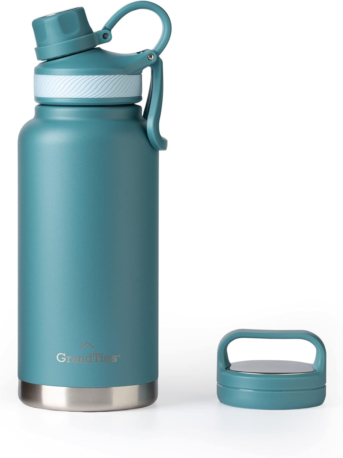 GRANDTIES 2 Lids Sports Stainless Steel Water Bottles – Wide Mouth Vacuum Insulated Reusable Leak Proof BPA-Free Travel Metal Canteen, Thermal Bottles for Men Women Gym (Ivory White 32 oz)