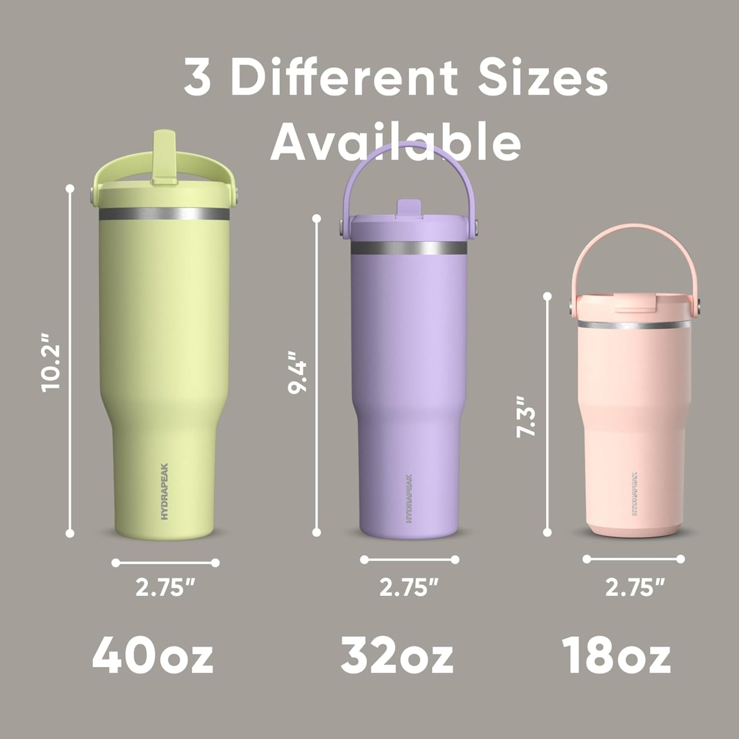 Hydrapeak Nomad 32oz Insulated Stainless Steel Travel Tumbler with Handle & Straw Lid, Leakproof, Cupholder Friendly, Keeps Drinks Cold 24 Hours, Reusable Bottle for Daily Hydration (Pale Sage)