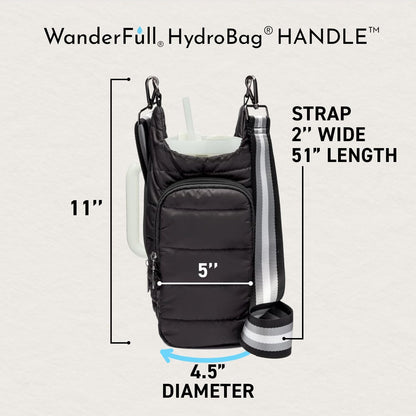 WanderFull Original HydroBag Handle® Zipper Slot for Handle, Hands-Free Crossbody Water Bottle Holder & Tumbler Accessories