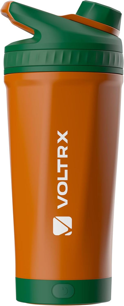 VOLTRX ChillMix Shaker Bottle Insulated Stainless Steel - USB C Rechargeable Electric Protein Shake Mixer, Shaker Cups for Protein Shakes and Meal Replacement, Chrome Steel, 16 oz