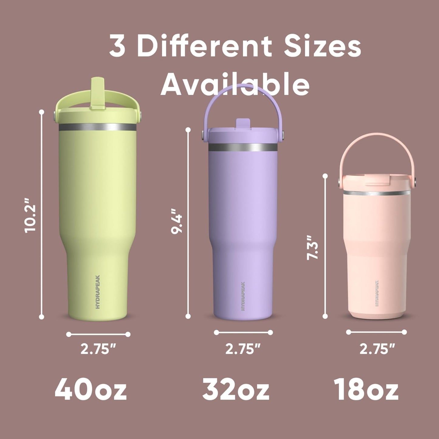 Hydrapeak Nomad 32oz Insulated Stainless Steel Travel Tumbler with Handle & Straw Lid, Leakproof, Cupholder Friendly, Keeps Drinks Cold 24 Hours, Reusable Bottle for Daily Hydration (Pale Sage)