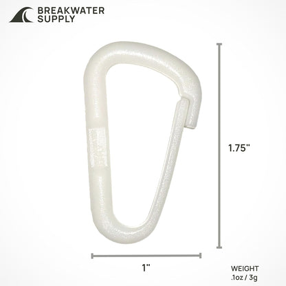 Breakwater Supply™ Hingeless Carabiner Hooks 4 Pack, Small 2-inch Gear Attachment Clips for Backpack, Keys, Keychain, Water Bottle, MOLLE + Ultralight, Tactical, D-Ring, Non-Corrosive, D-Shape