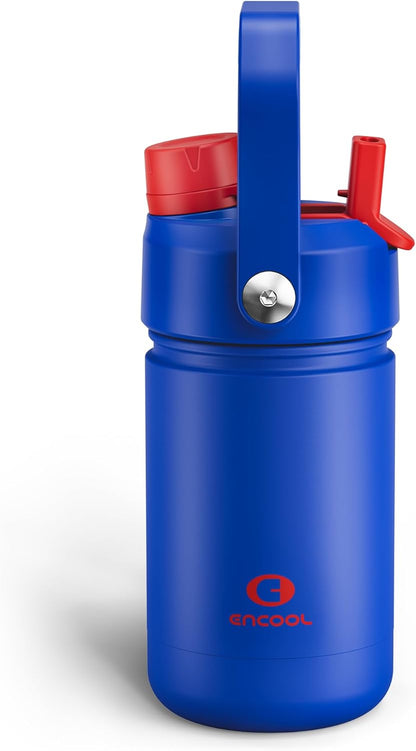 ENCOOL Insulated Water Bottle with Straw Stainless Steel Water Bottle, Leak-Proof, BPA-Free, Double Wall Vacuum Keeps Cold for 24 Hours for Sports, Travel, School (26 oz, Cotton Candy) - Colors D