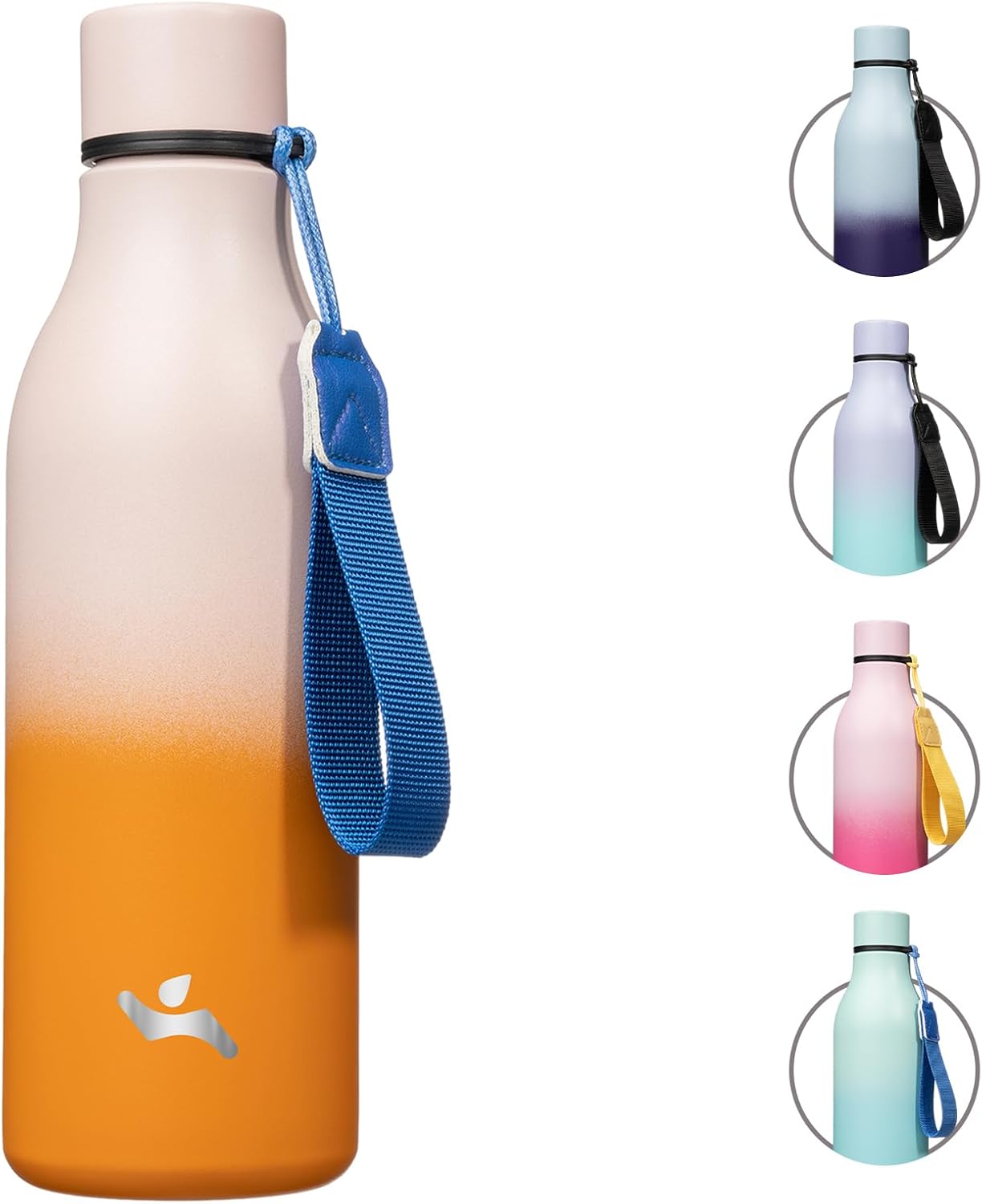 Konokyo Insulated Water Bottle with Strap,18 oz Double Wall Stainless Steel Vacuum Bottles Metal Water Flask,Macaron Green - Colors A