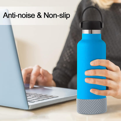 WUQID Water Bottle Boot, Diamond Silicone Boot Compatible with Stanleyy Tumbler 20-40oz & Hydroo Flask Bottle 12oz-24oz, Reduces Dents Sleeve Cover for More Bottles/Tumblers Bottom of 2.83-2.95in