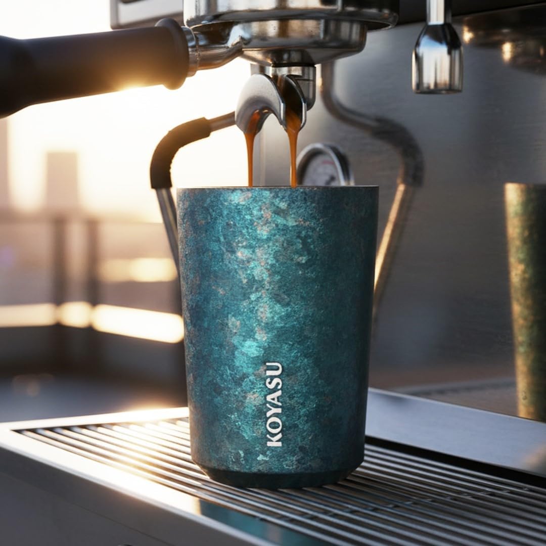 KOYASU Ti-Zen Titanium Travel Coffee Mug - 12oz Ultralight Insulated Tumbler - Leakproof Commuter Cup for Men & Office Desk Accessory - Minimalist Portable Tea Flask for Travel & Car- Indigo Blue