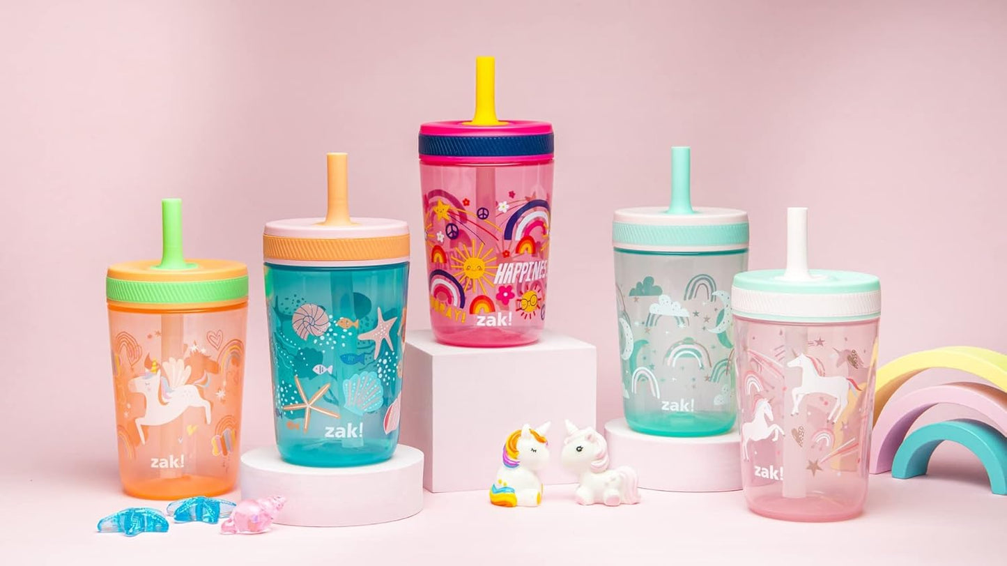 Zak Designs 15oz Bluey Kelso Tumbler Set, Leak-Proof Screw-On Lid with Straw Made of Durable Plastic and Silicone, Perfect Bundle for Kids, 2 Count (Pack of 1) - Colors B