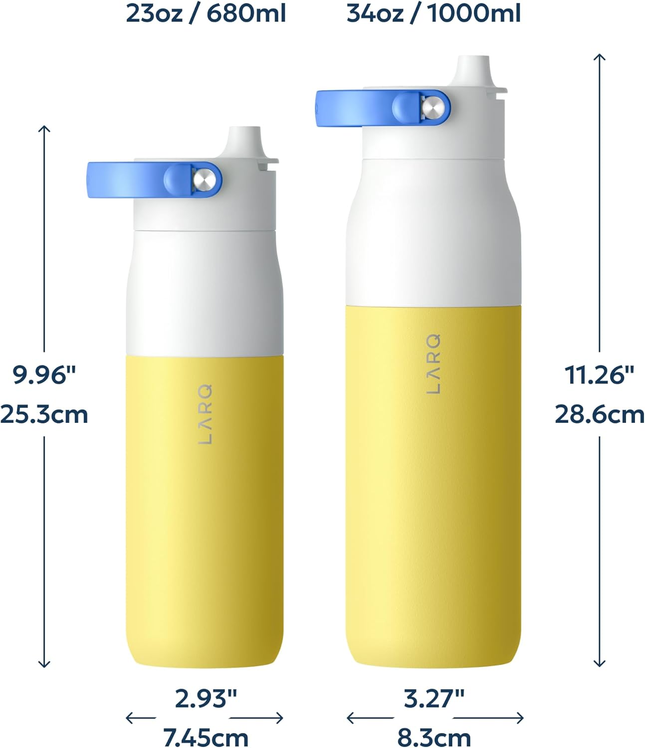 LARQ Swig Top — Insulated Stainless Steel Water Bottle with Straw, Detachable Silicone Handle, Vacuum 24h Cold, BPA-Free Metal Bottle for Gym, Travel, Office, Wide Mouth for Ice — 23 oz, Mojave Dune