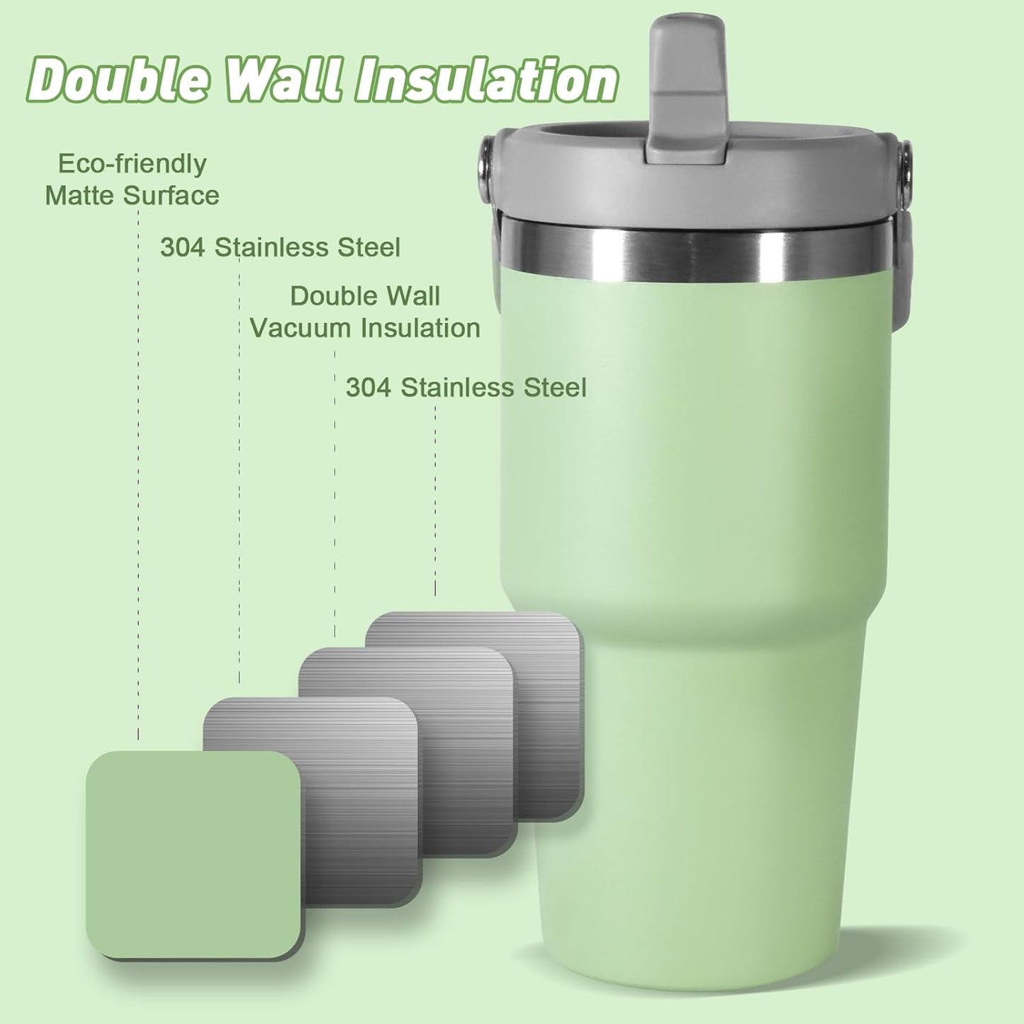 30 oz Tumbler with Handle and Straw Lid, Double Walled Vacuum Insulated Water Bottle Leakproof Tumbler Travel Coffee Mug Thermal Cup, Cupholder Friendly for Office, Home, Sport, Pink