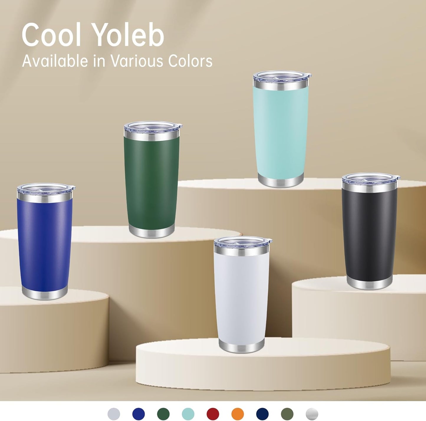 20 oz Tumblers Bulk Stainless Steel Tumbler with Lid Double Wall Vacuum Insulated Coffee Mug 20oz Powder Coated Cup for Hot and Cold Drinks, Stainless, 6 pack