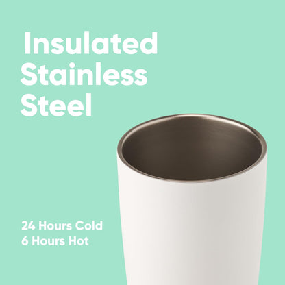 Owala SmoothSip Insulated Stainless Steel Coffee Tumbler, Reusable Iced Coffee Cup, Hot Coffee Travel Mug, BPA Free, 20 oz, Pink (Watermelon Breeze)