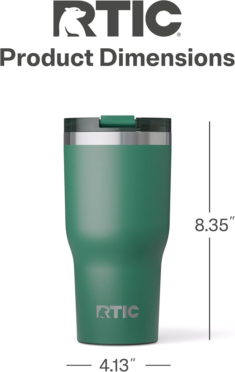 RTIC 20oz Essential Tumbler with Lid, Ceramic Lined, Insulated, Stainless Steel, Metal, Double Wall Vacuum-Insulation, Travel Cup for Iced Coffee, Tea, Hot and Cold Drink, Graphite