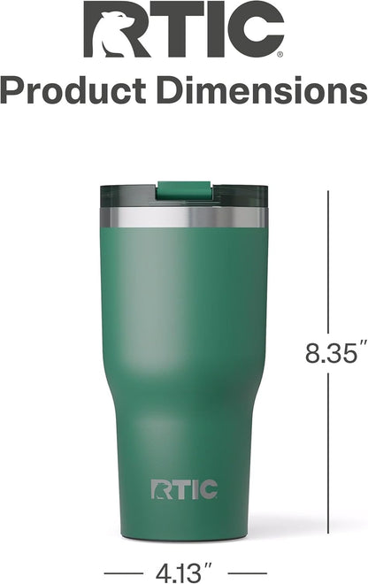 RTIC 20oz Essential Tumbler with Lid, Ceramic Lined, Insulated, Stainless Steel, Metal, Double Wall Vacuum-Insulation, Travel Cup for Iced Coffee, Tea, Hot and Cold Drink, Graphite