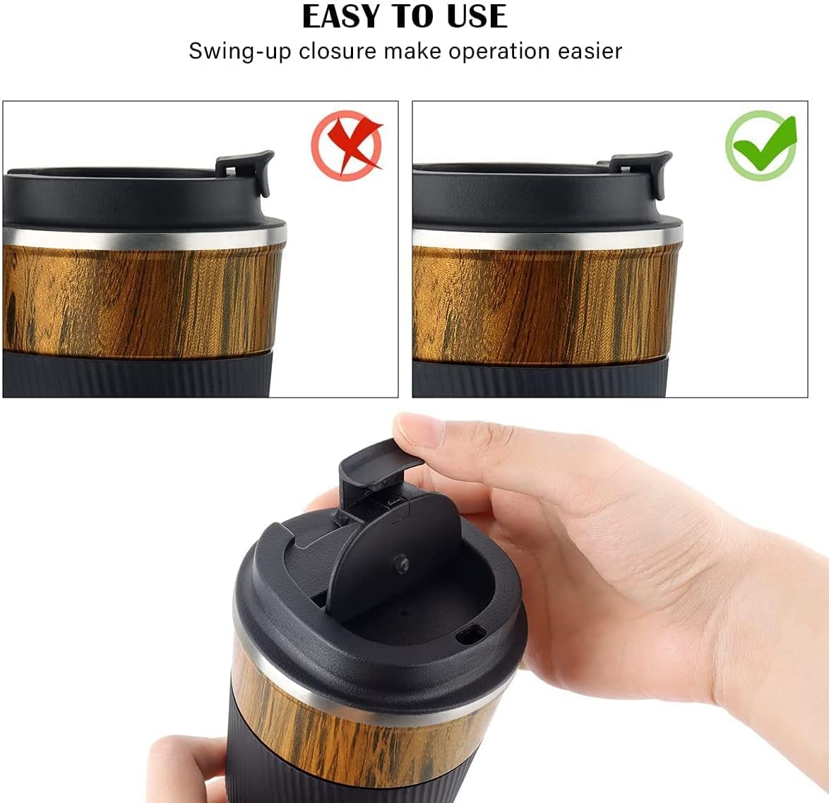 KETIEE Travel Coffee Mug Spill Proof 12oz, Insulated Travel Mug to Go, Reusable Coffee Cup with Seal Lid, Vacuum Stainless Steel Tumbler for Hot/Cold Drinks (Red)