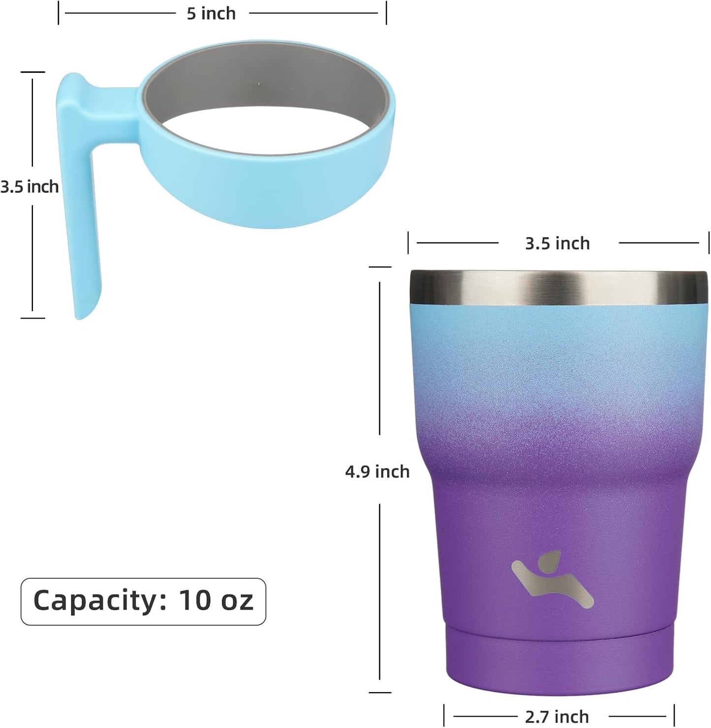 Konokyo 20 oz Tumbler with Handle and 2 Straw 2 Lid, Insulated Water Bottle Stainless Steel Vacuum Cup Reusable Travel Mug,Black