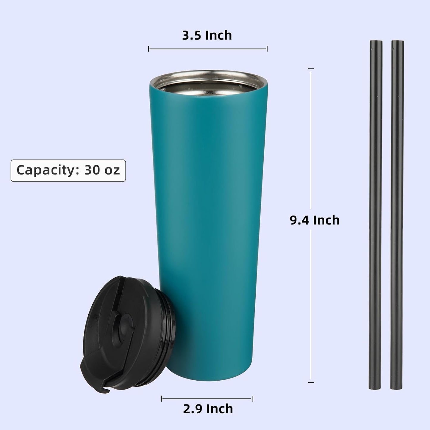 Konokyo 30 OZ Insulated Tumbler with Lid and 2 Straws Stainless Steel Water Bottle Vacuum Travel Mug Coffee Cup,Pastel Sunset