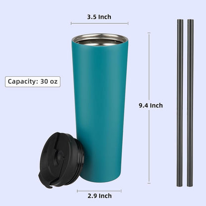 Konokyo 30 OZ Insulated Tumbler with Lid and 2 Straws Stainless Steel Water Bottle Vacuum Travel Mug Coffee Cup,Pastel Sunset