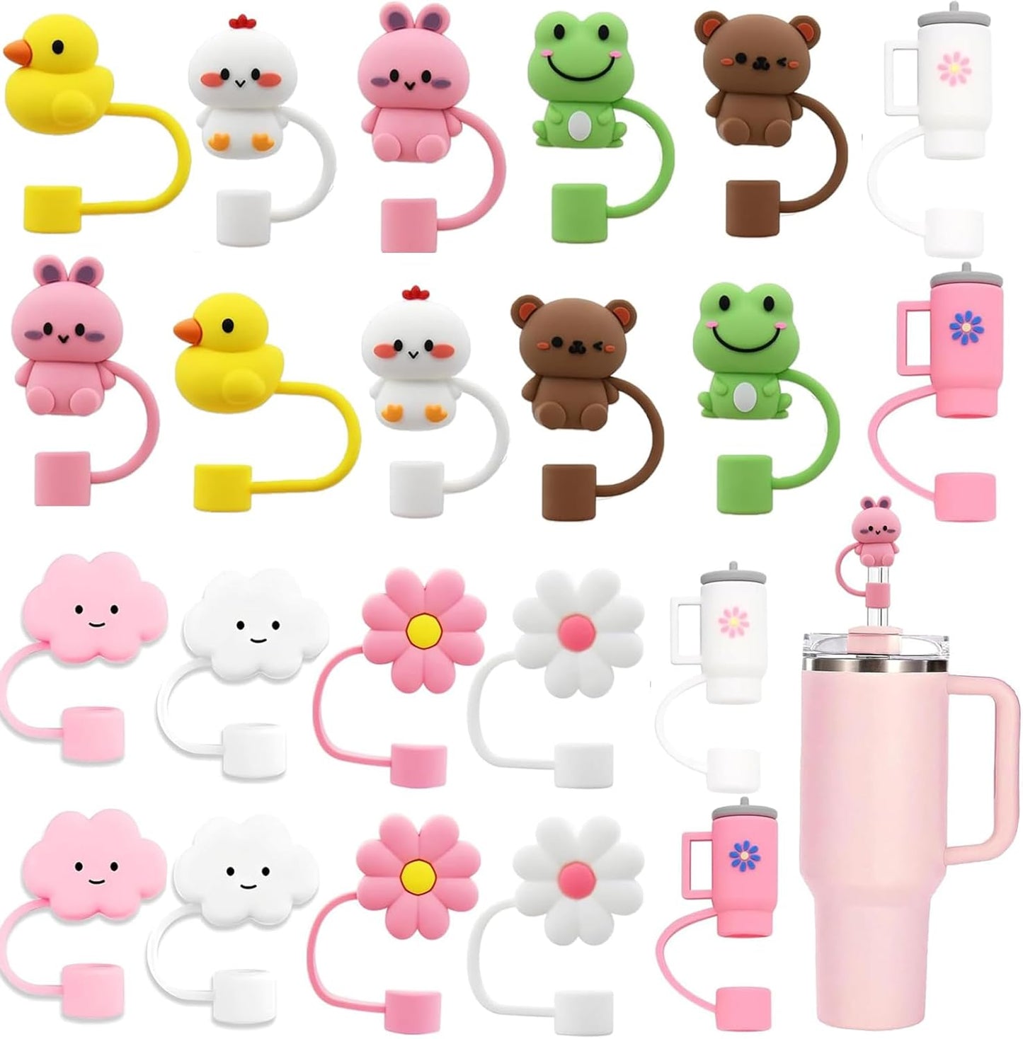 LDKEDKF 11Pcs Straw Cover for Stanley Cup, Silicone Straw Topper for Stanley Cup 30&40oz with Tumblers, 10mm 0.4in Lid Accessories (Reusable)