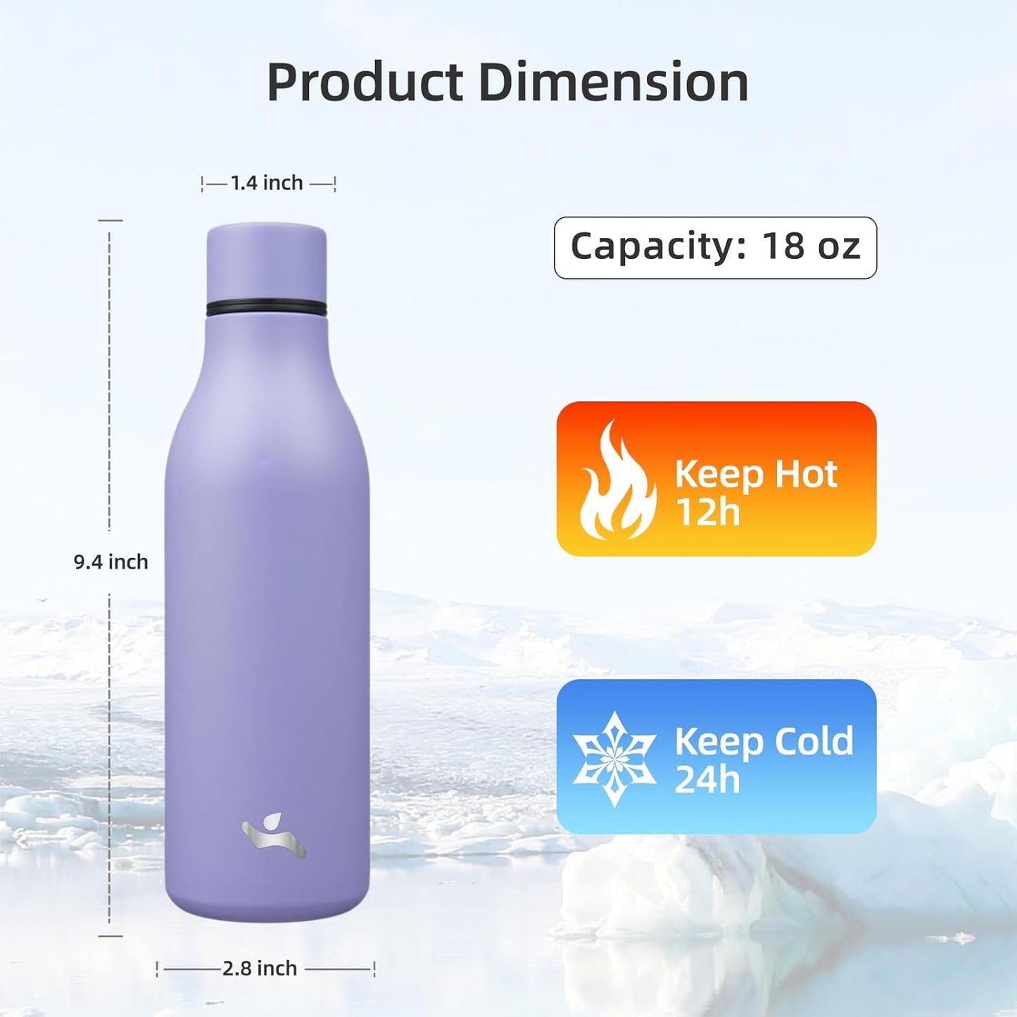 Konokyo Insulated Water Bottle with Strap,18 oz Double Wall Stainless Steel Vacuum Bottles Metal Water Flask,Macaron Green - Colors B