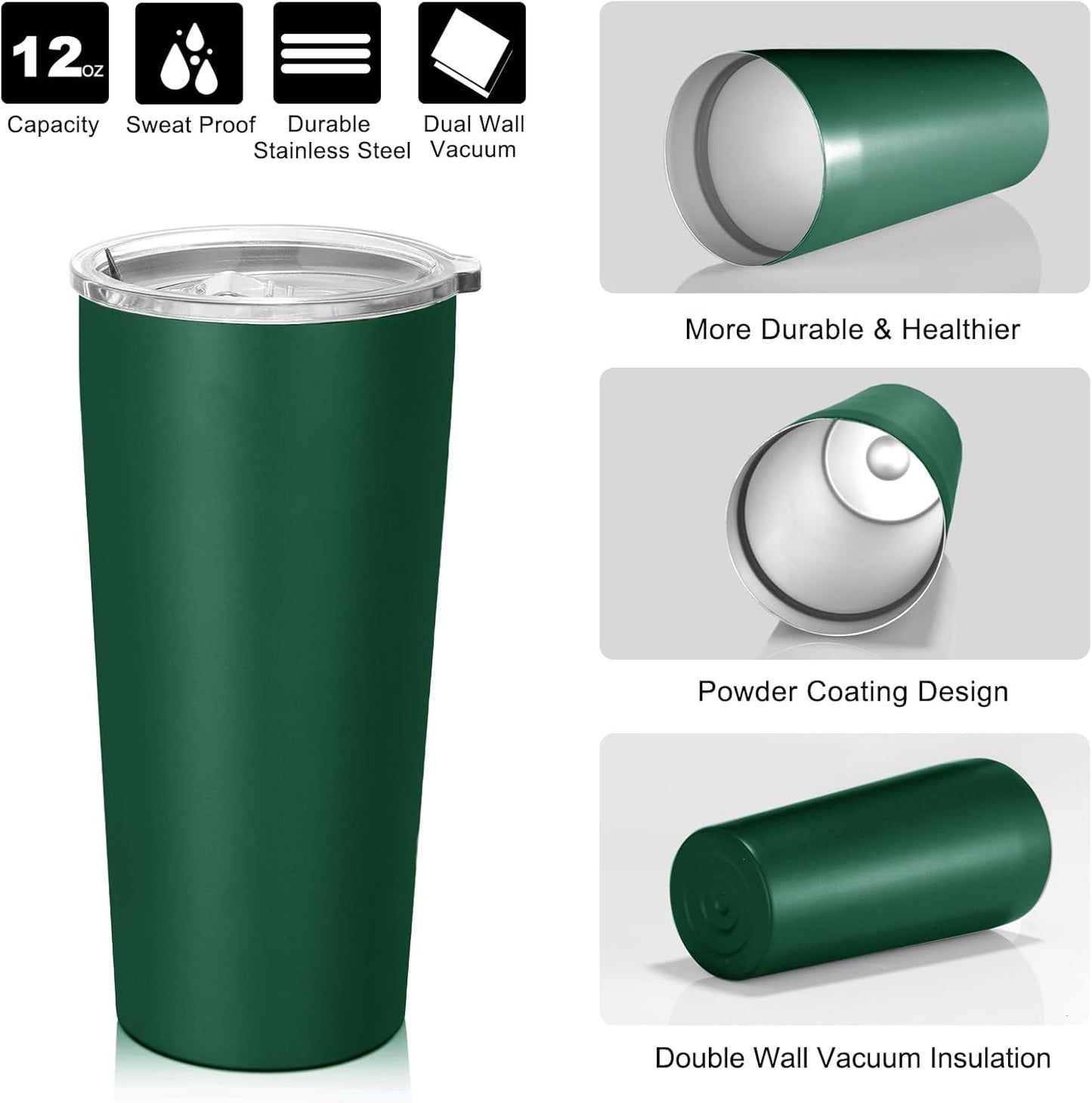 VEGOND 20oz Tumbler Bulk with Lid and Straw 1 Pack, Stainless Steel Vacuum Insulated Tumbler, Double Wall Coffee Cup Travel Mug, River Green
