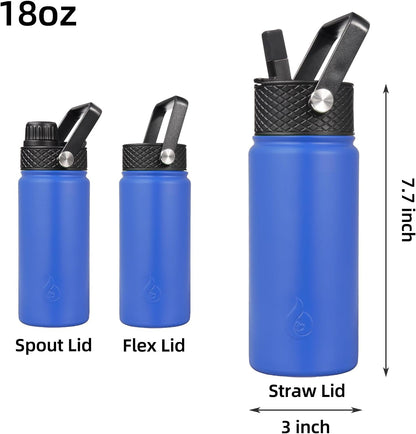 BJPKPK Insulated Water Bottles with Straw Lid, 40oz Stainless Steel Water Bottles with 3 Lids, BPA Free Leakproof Thermo, Tumblers, Cups for Sports, Gym- Midnight - Colors B