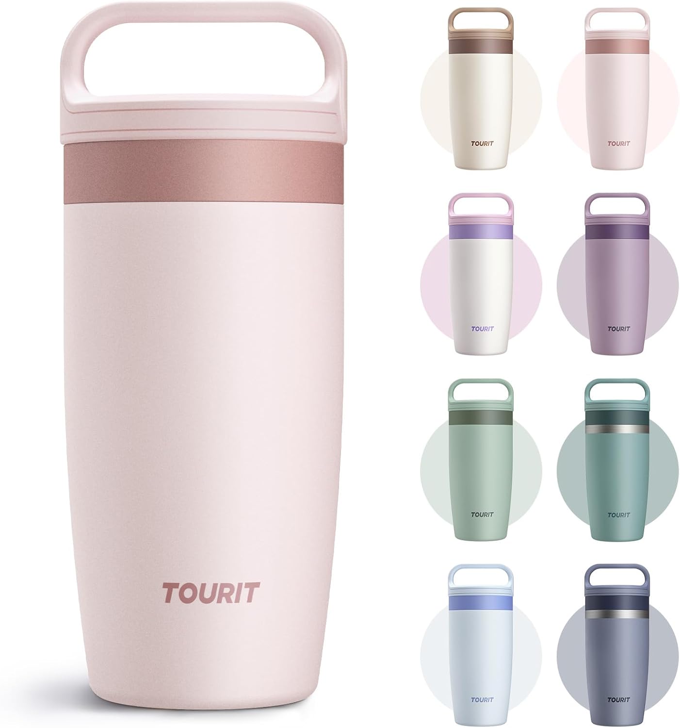 TOURIT Travel Coffee Mug 16 oz, Leakproof 2-Part Drink Lid Coffee Tumbler Cup, Insulated Stainless Steel Travel Mug, Dishwasher Safe Reusable Water Bottle, BPA-Free Coffee Mug,Dark Green