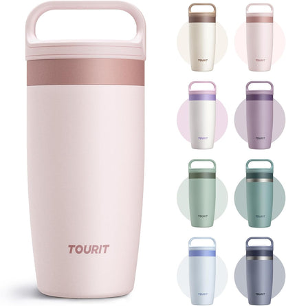 TOURIT Travel Coffee Mug 16 oz, Leakproof 2-Part Drink Lid Coffee Tumbler Cup, Insulated Stainless Steel Travel Mug, Dishwasher Safe Reusable Water Bottle, BPA-Free Coffee Mug,Dark Green