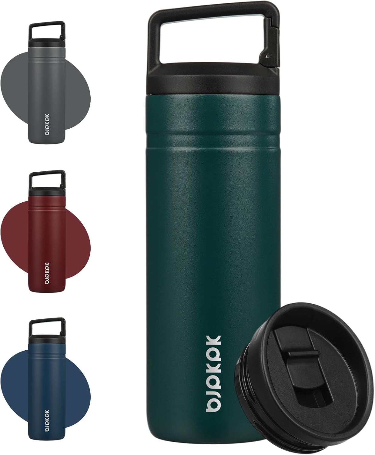 BJPKPK Insulated Water Bottle with 2 Lids,20 oz Double Wall Stainless Steel Vacuum Tumbler Travel Coffee Mug,Wide Mouth Thermal Cup,Haze Blue