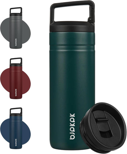 BJPKPK Insulated Water Bottle with 2 Lids,20 oz Double Wall Stainless Steel Vacuum Tumbler Travel Coffee Mug,Wide Mouth Thermal Cup,Haze Blue