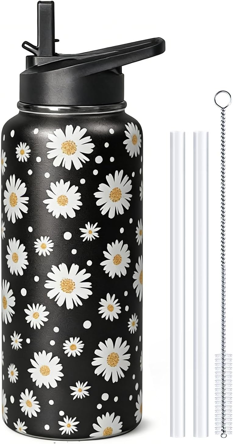 32 oz Pickleball Insulated Water Bottle with Straw - Pickleball Gym Hiking Sports Coffee Mug | Perfect Pickleball Gifts for Women, Pickleball Decor Accessories