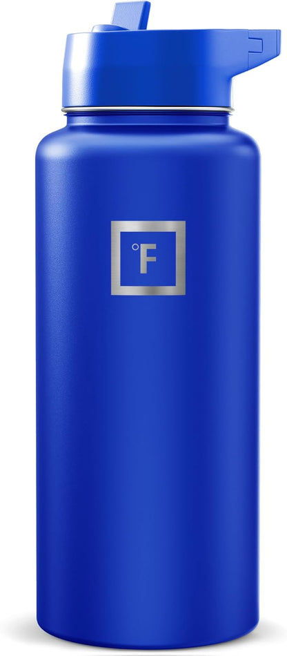 IRON °FLASK Camping & Hiking Hydration Flask with Straw, Wide Mouth Insulated Stainless Steel Sports Water Bottle - 22 oz Aurora
