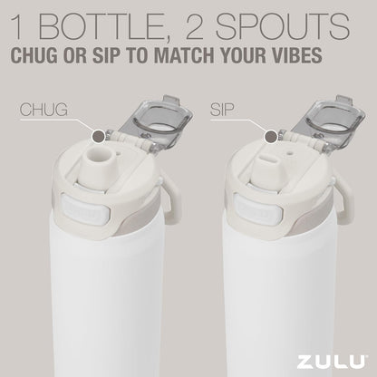 ZULU Powerfill Pro 32oz Stainless Steel Water Bottle with Quick Fill Lid, Triple Walled Vacuum Insulated Metal, Leak Proof Locking Lid, Sip and Chug, Reusable BPA Free, High Tide