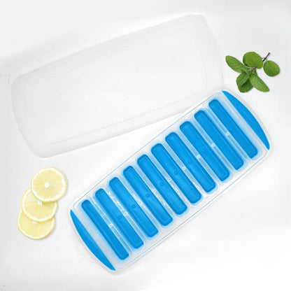 Medsuo Ice Cube Tray Bottle Ice Stick Trays Bottom Silicone Easy Release Reusable Long Ice Cube with No Spill Removable Lid Ideal for Sports and Water Bottles Jugs Whiskey Cocktail - Blue